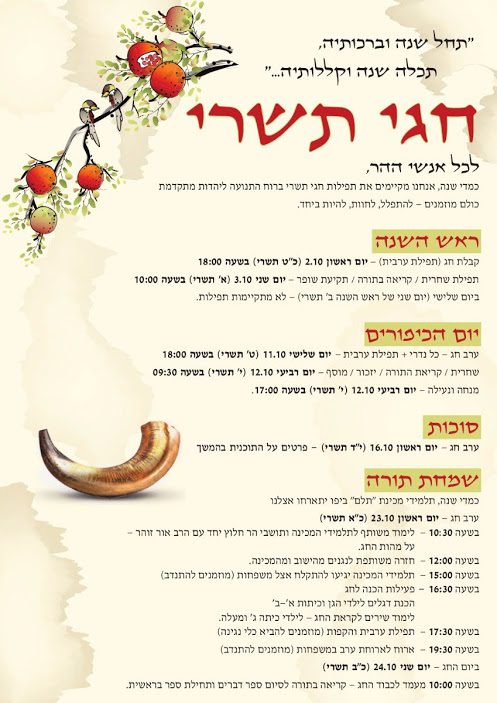 סדר תפילות חגי תשרי 2010